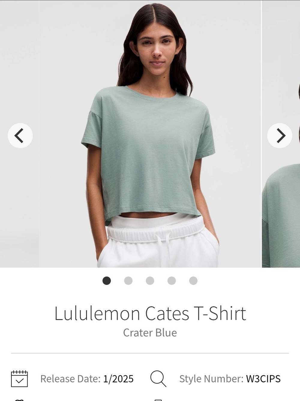 LULULEMON Cates Tee Shirt Cropped Pima Cotton Size 6 - CRATER BLUE *EUC*